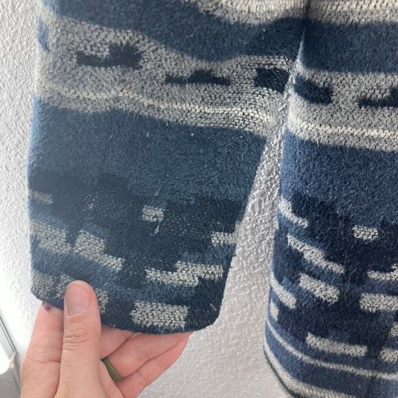 Vintage 90s Casual Corner Blue Gray Southwestern Wool Blend Lined Blazer Coat - Picture 8 of 8